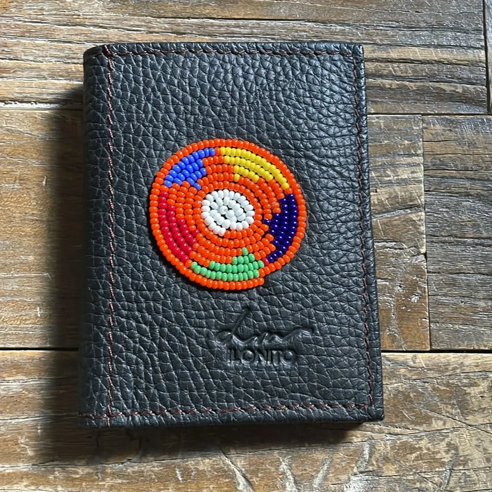 Ilonito Handmade Leather Beaded Wallet🖤